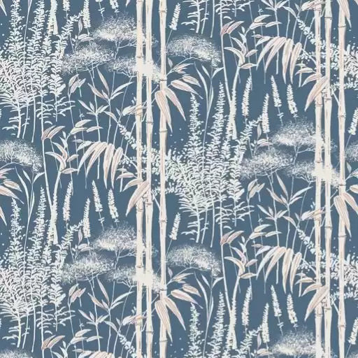 Poiteau Bamboo Ferns 04 - Blue Wallcovering (main)