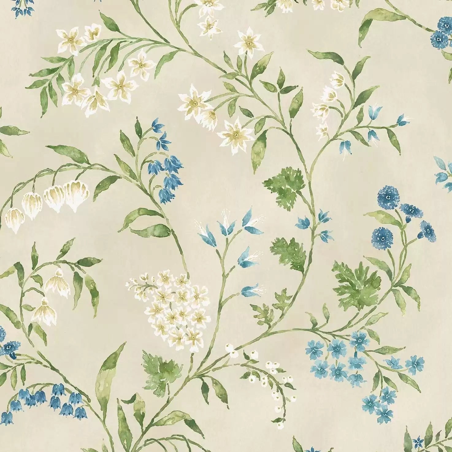 Almora 04 - Blue Wallcovering (main)