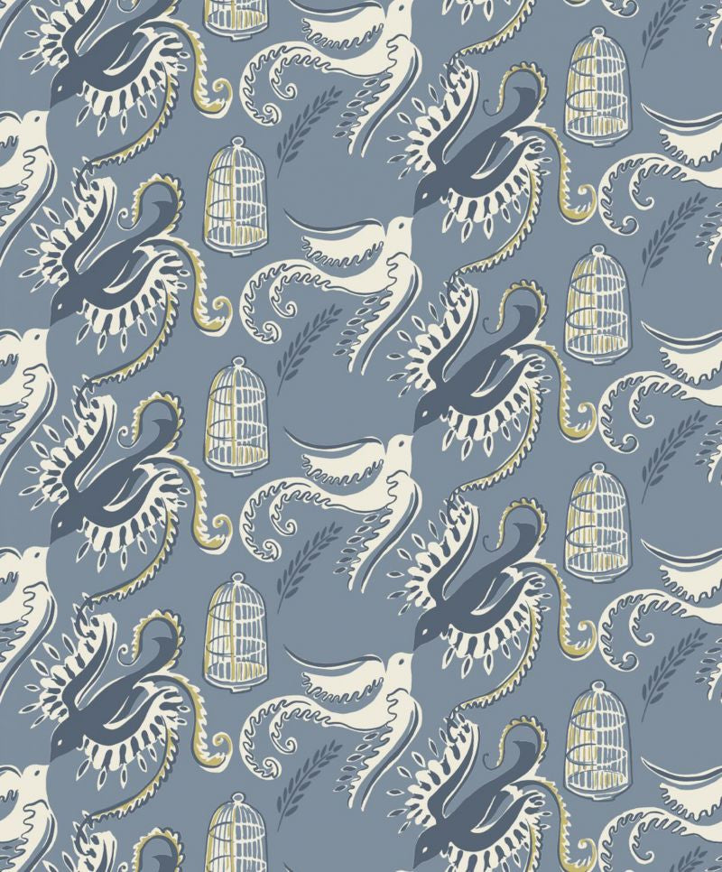 Fredsfaglar blue Sample Wallcovering (main)