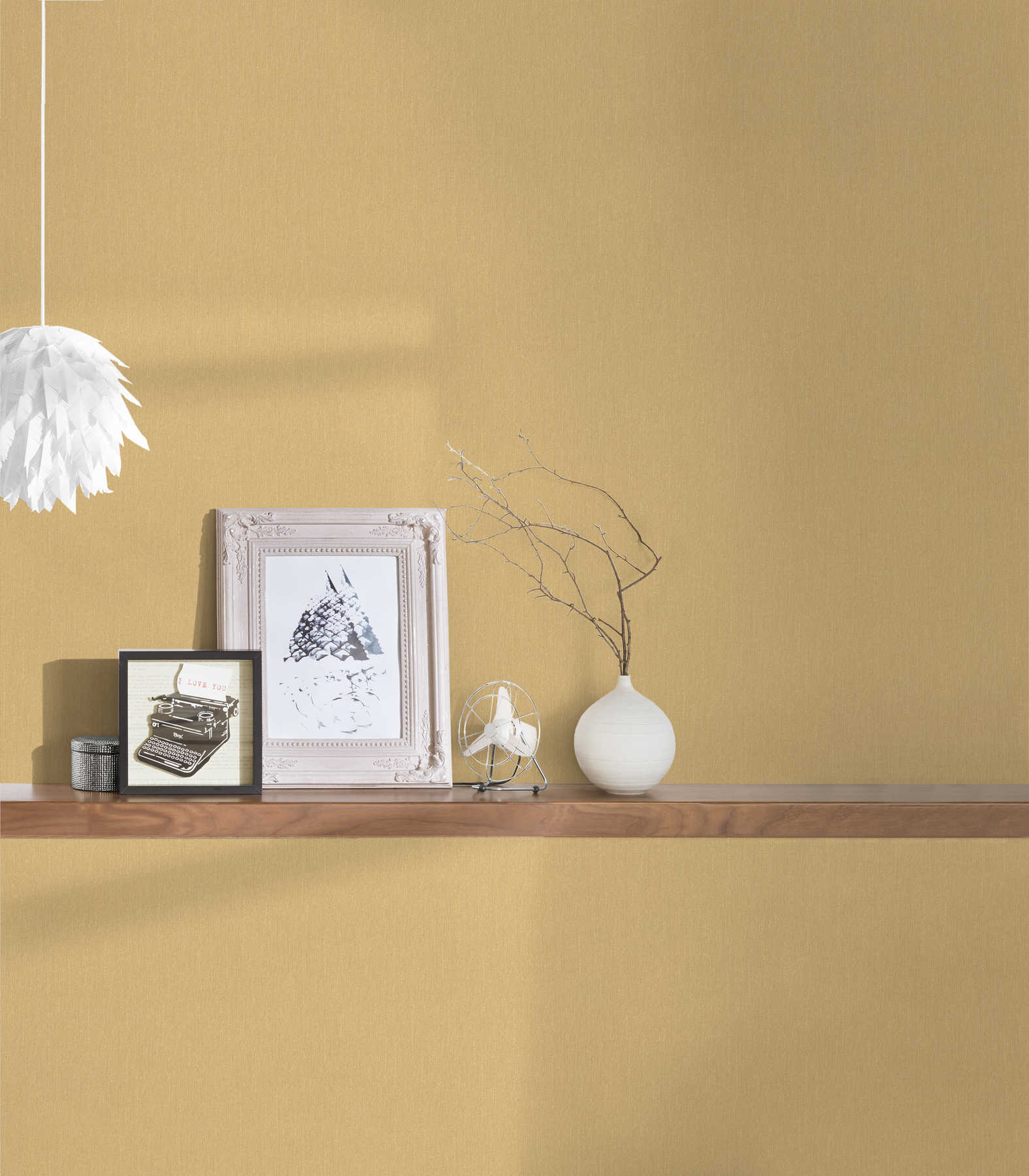 I Love Baroque Medusa Stripe Gold Linen Wallcovering view 4