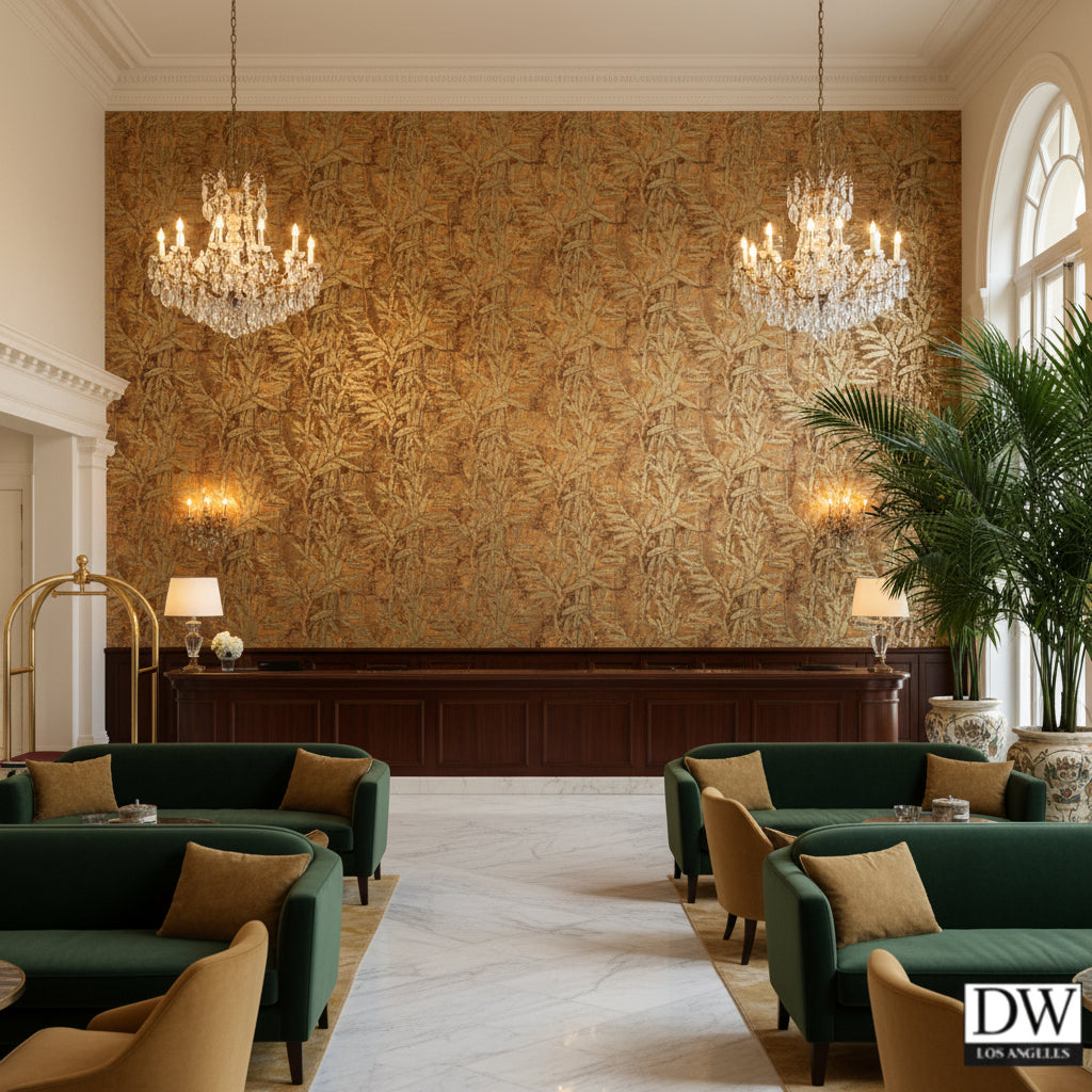 Labasa Gold Bamboo Over Stone | Hollywood Wallcoverings view 3