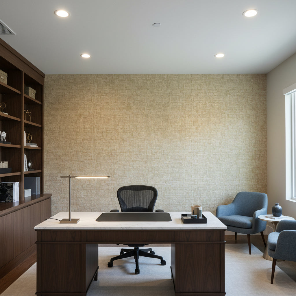 Moroccan Cream Basketweave | Hollywood Wallcoverings view 4