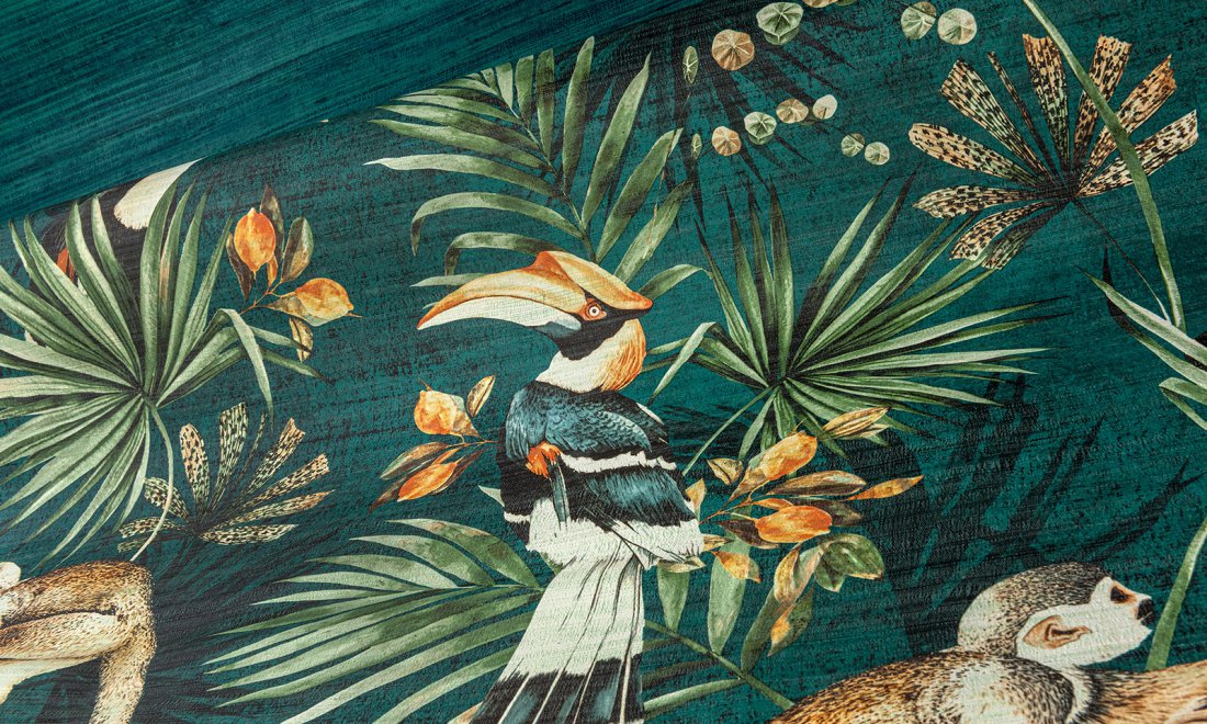 Sumatra Jungle - Teal Wallcovering view 2