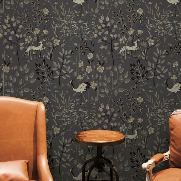 Bodega Charcoal Wallcovering view 4
