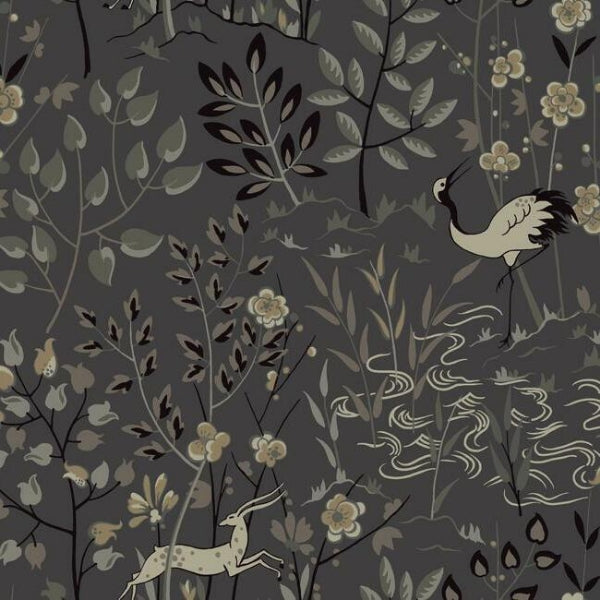 Bodega Charcoal Wallcovering view 2