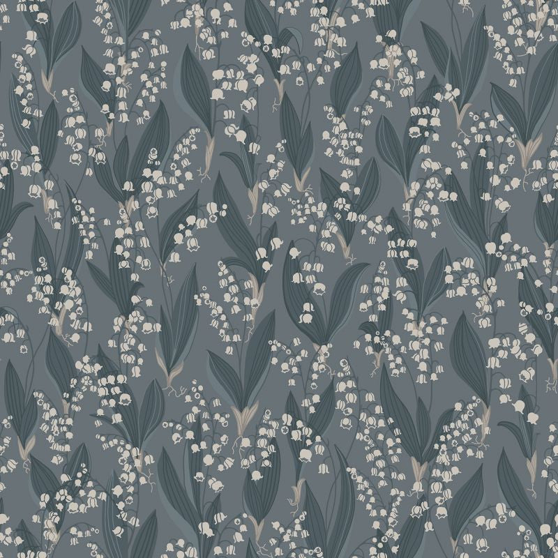 Liljekonvalj indigo blue sample Wallcovering (main)
