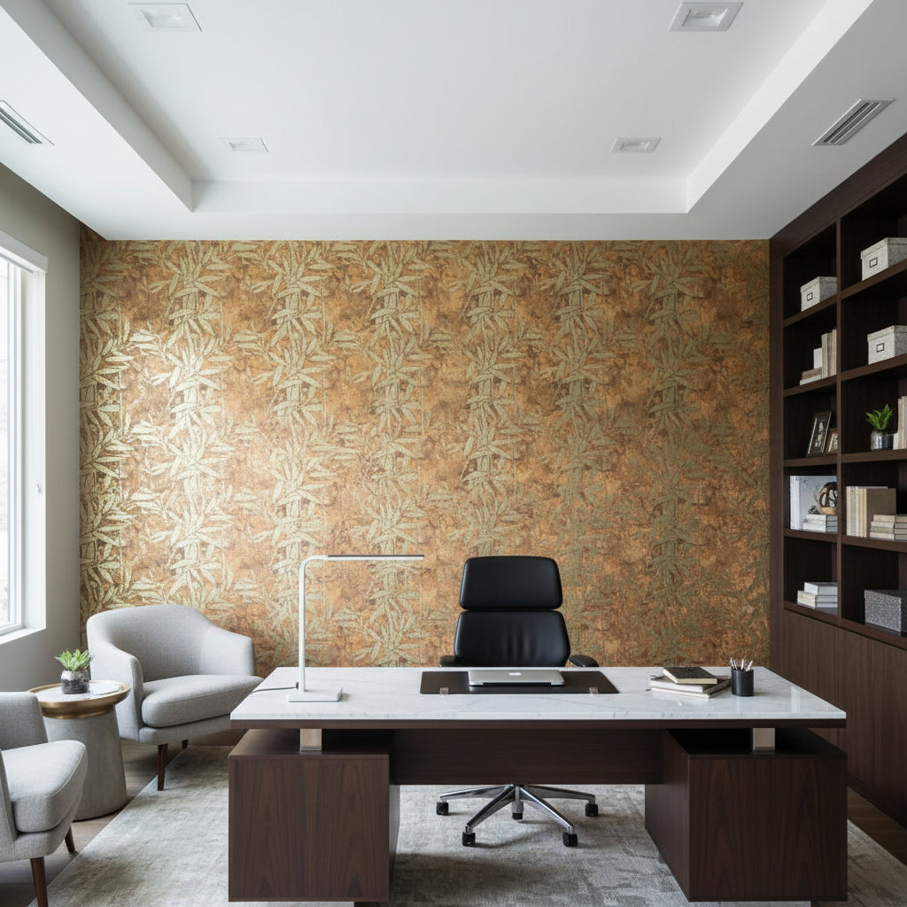 Labasa Gold Bamboo Over Stone | Hollywood Wallcoverings view 4