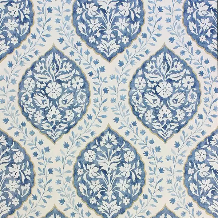 Marguerite Damask 06 - Blue Wallcovering (main)