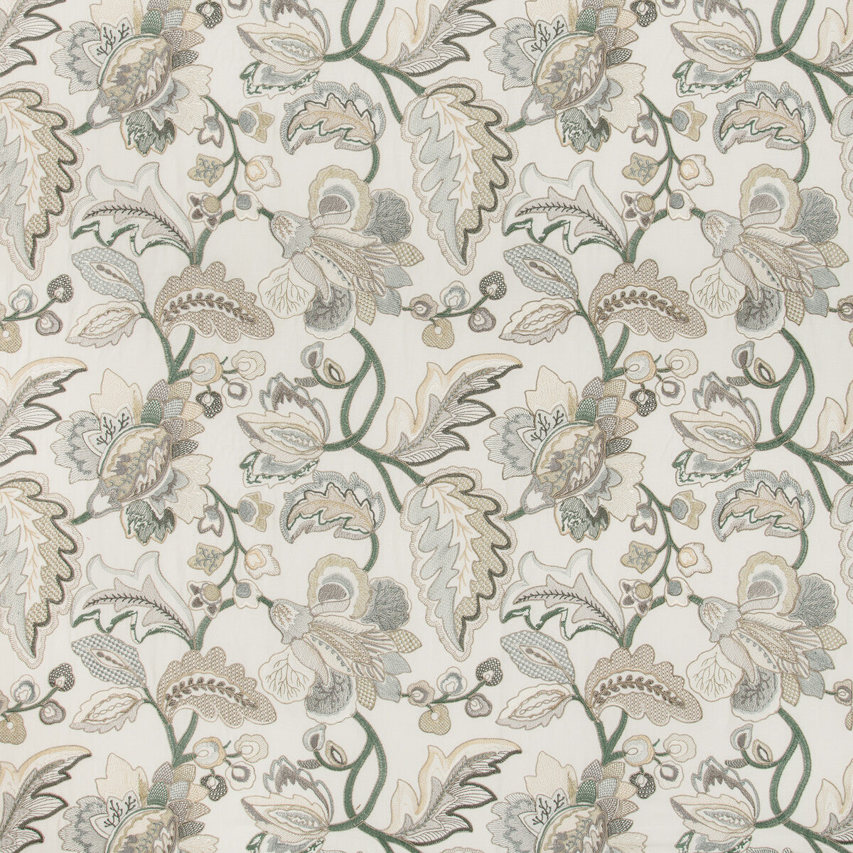 Orford Embroidery - Leaf/Mist Multi (main)