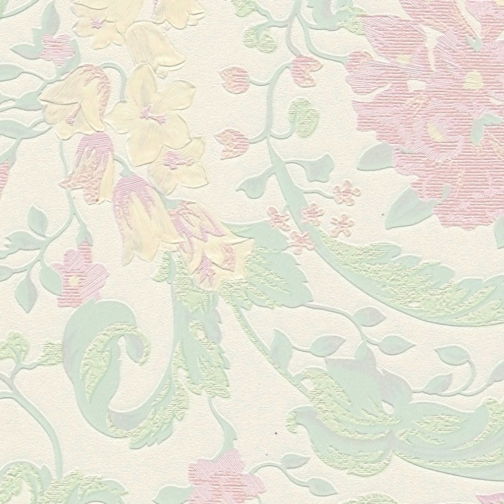 Floral Pastel Multicoloured, Metallic Wallcovering (main)