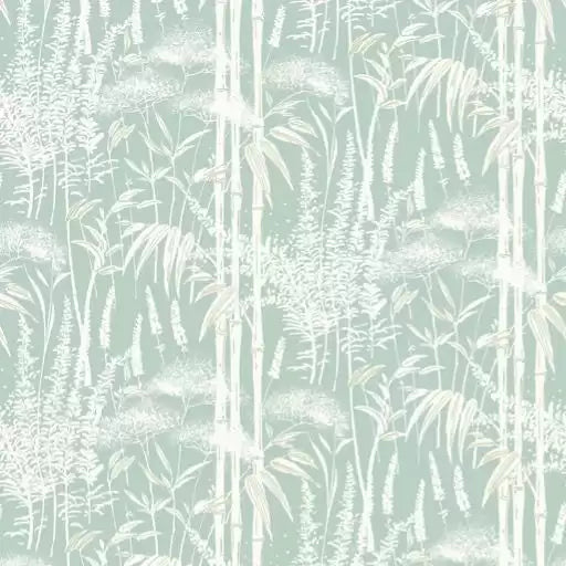 Poiteau Bamboo Ferns 01 - Blue Wallcovering (main)