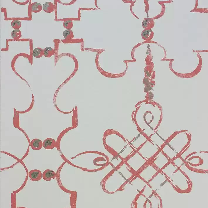 Portavo Damask 04 - Orange Wallcovering (main)