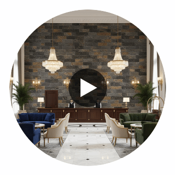 Vomera Midnight Travertine Faux Tile | Hollywood Wallcoverings view 2