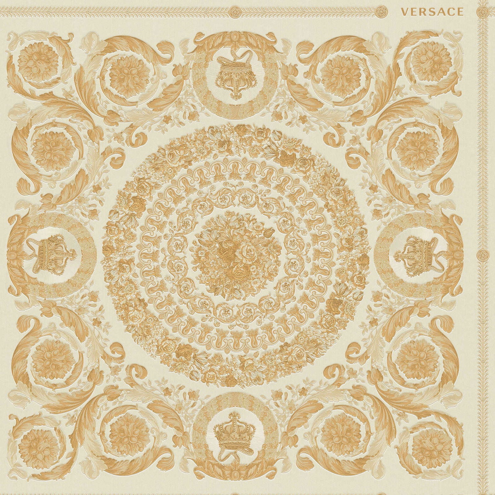 I Love Baroque Medusa Stripe Gold Linen Wallcovering view 3