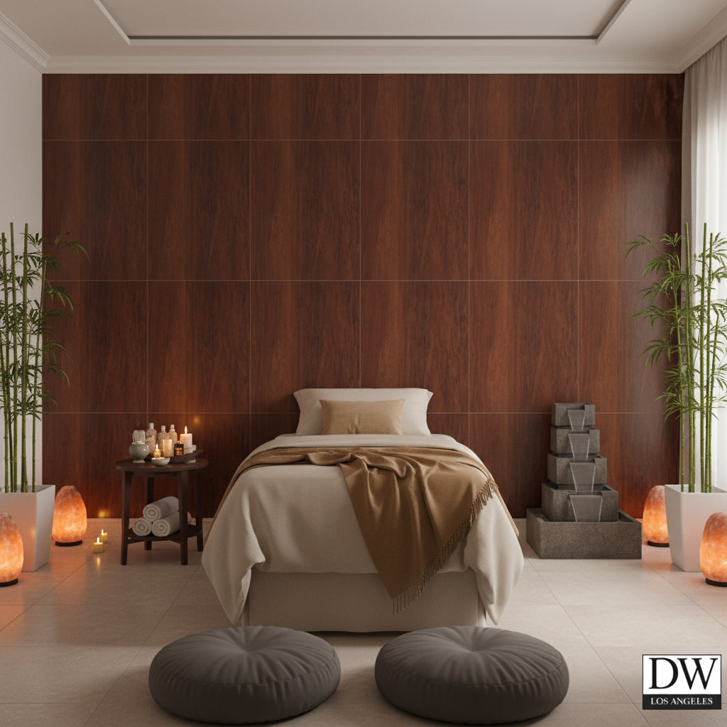 Biscay Bay Warm Mahogany Wood Grain | Hollywood Wallcoverings view 4