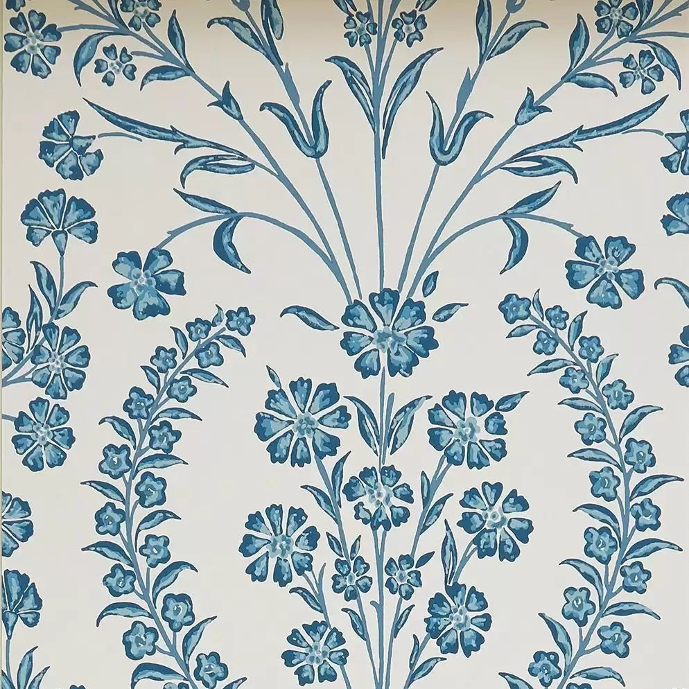 Chelwood Floral Damask 05 - Blue Wallcovering (main)
